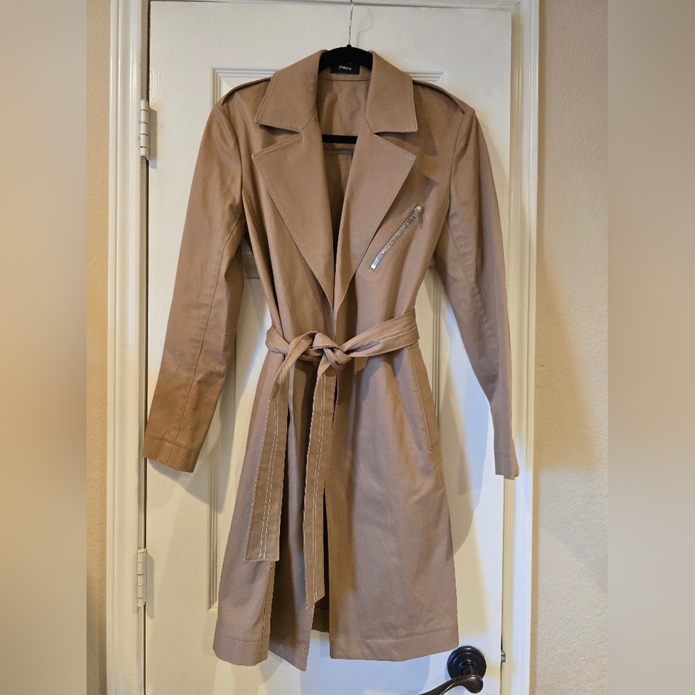 Theory Tan Women's Trench Coat Size P